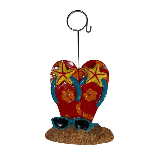 Beach Flip Flop Resin Photo/Memo Holder with Metal Clip 5.25in