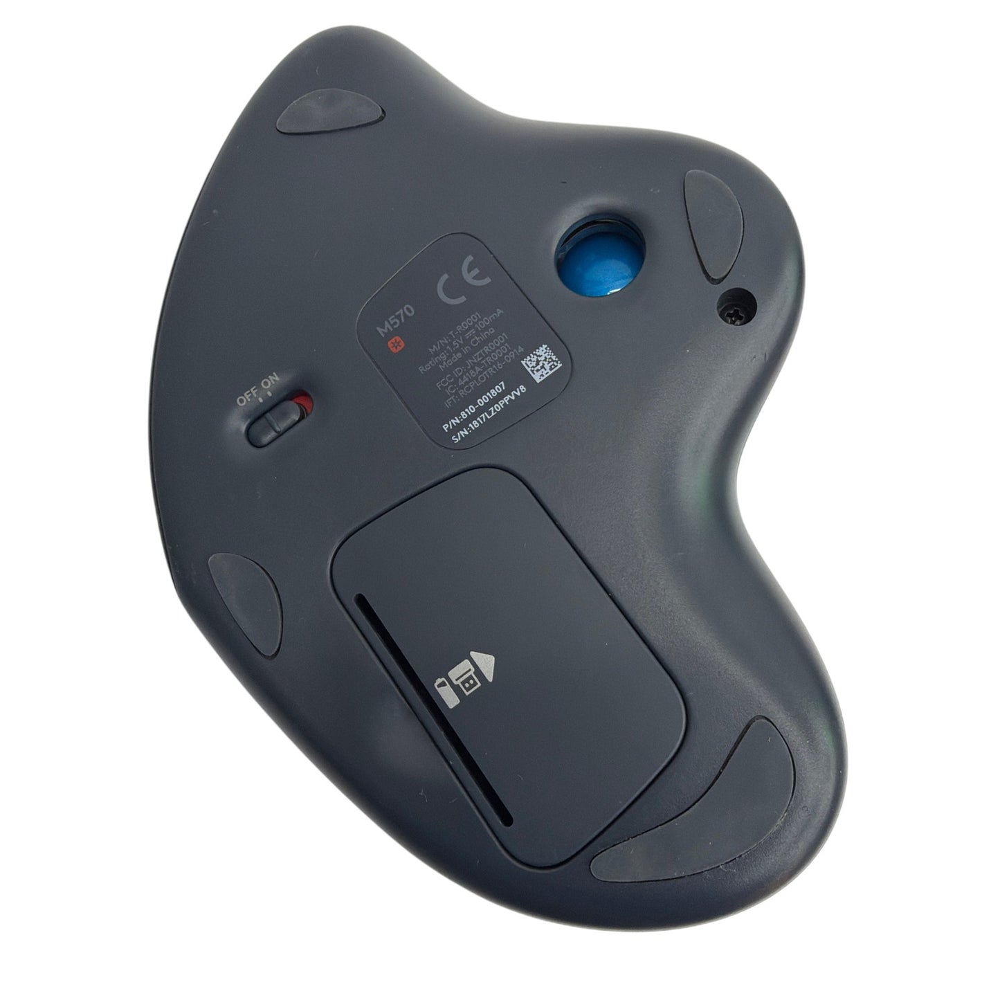 Logitech M570 Wireless Trackball Mouse Black Blue with USB Receiver