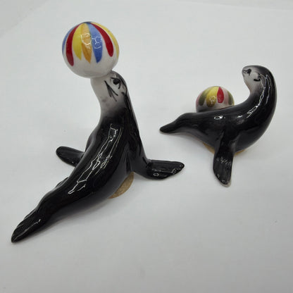 SeaWorld Sea Lion Figurines Balancing Ball Set of 2 Made in Japan