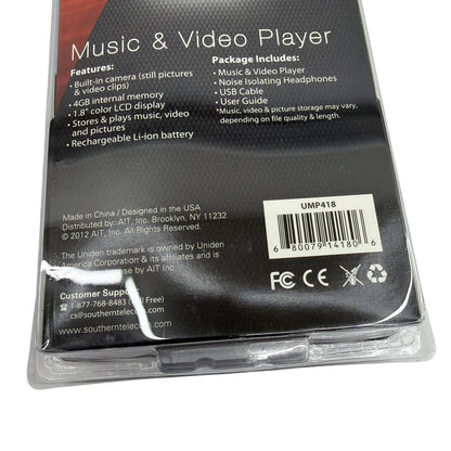 Uniden UMP418 4GB Music & Video Player 1.8" LCD — New Old Stock, Sealed
