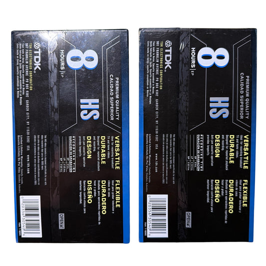 Lot of 2 TDK HS Premium Quality VHS 160 Min 8 Hours EP Blank Videotapes Sealed