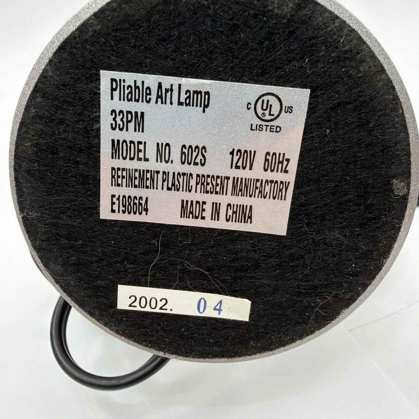 Pliable Art Lamp 33PM Model 602S Silver Rocket Lava Lamp Base and Cap Tested