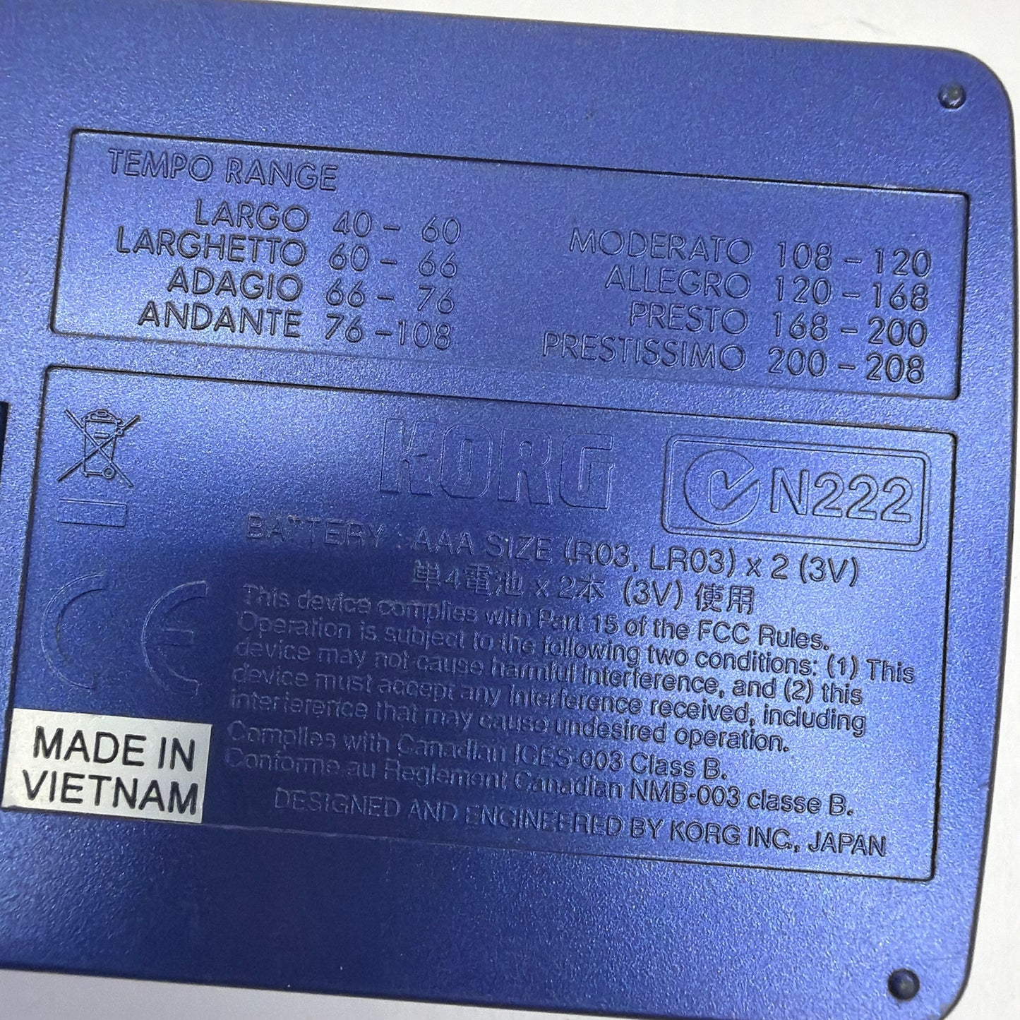 Korg MA-30 Digital Metronome Blue Tested Working No Batteries