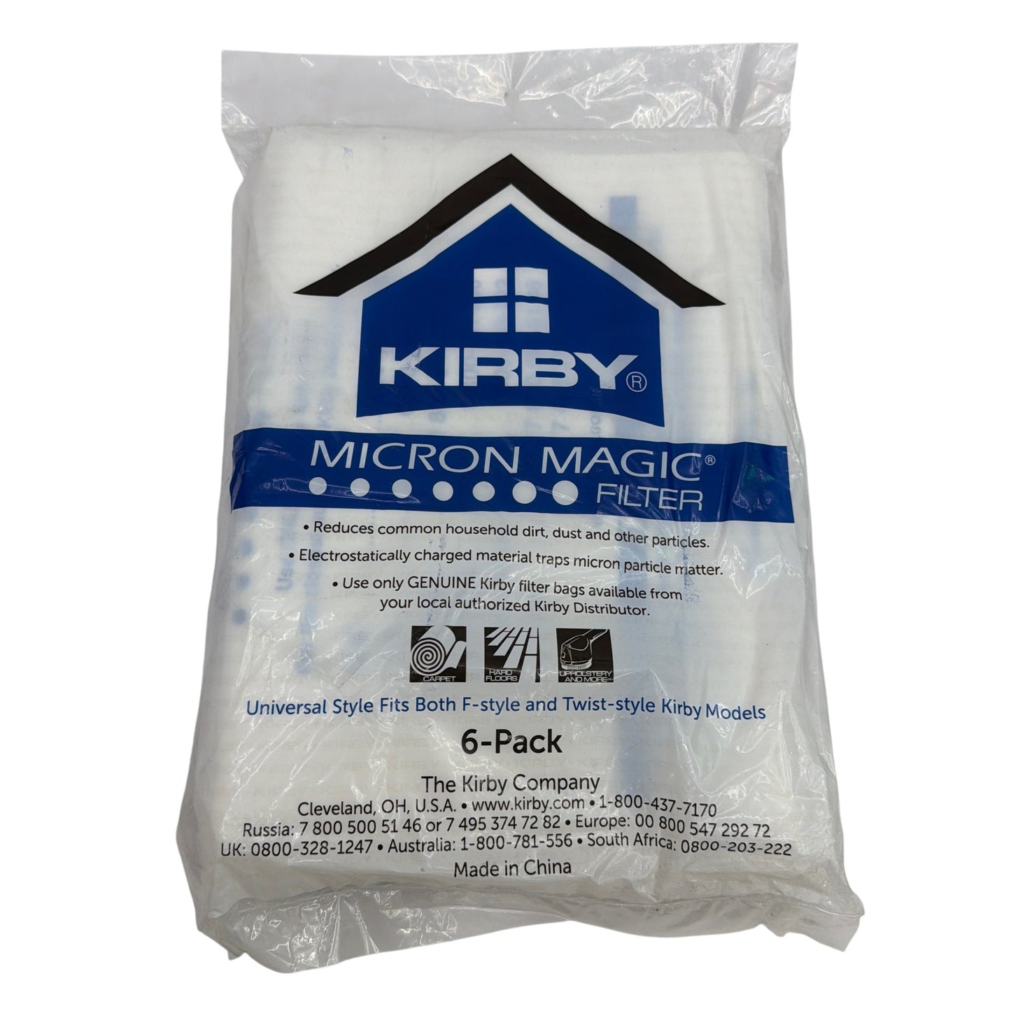 Kirby Micron Magic Universal Vacuum Filter Bags 6-Pack F-Style & Twist-Style