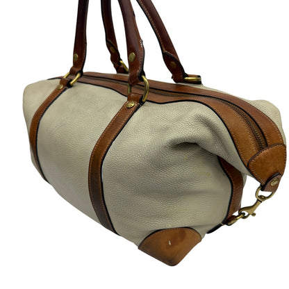 Ghurka Cavalier II No. 97 Weekender Duffel Bag Cream Leather Tan Trim