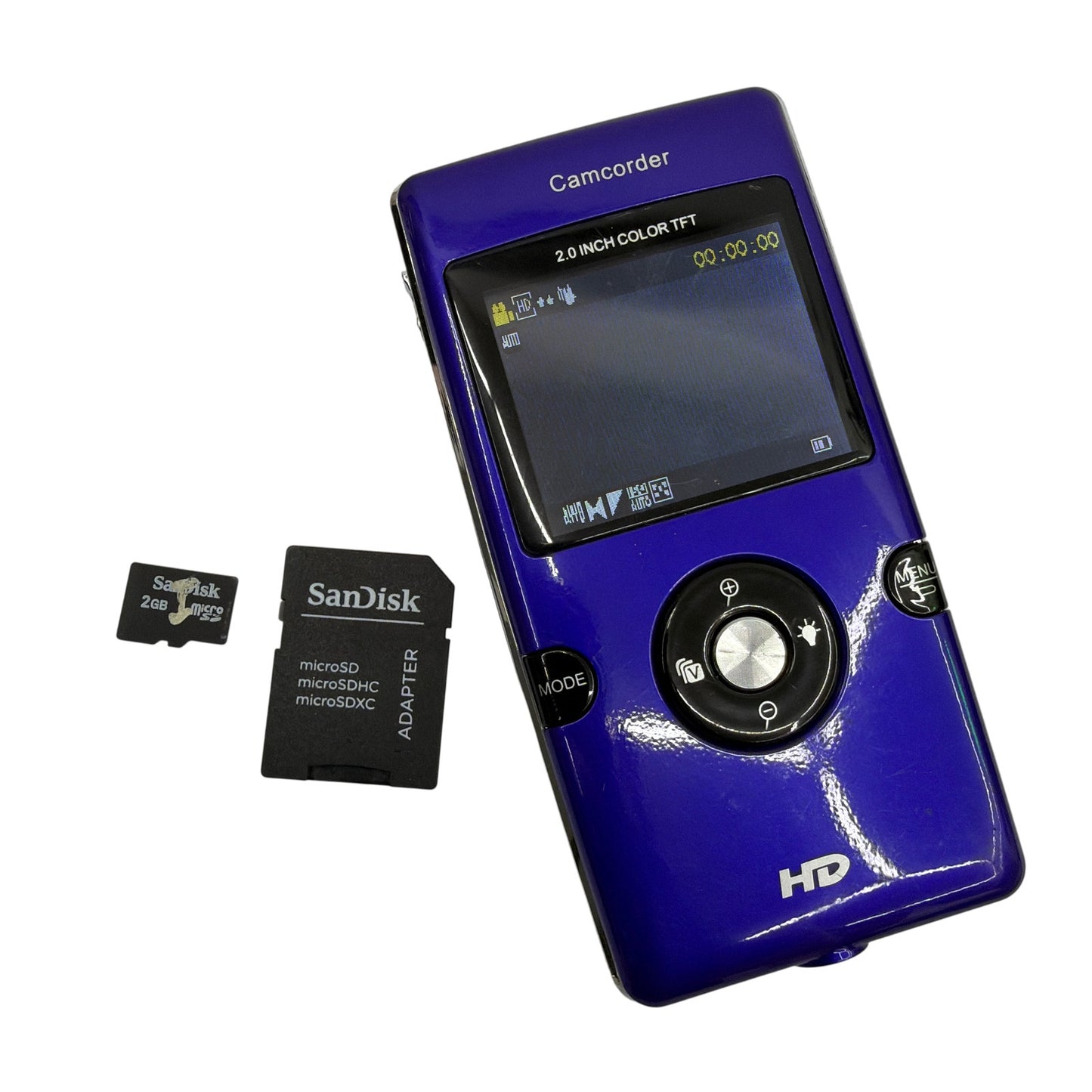 Vivitar DVR 880HD Pocket HD Camcorder Purple Tested Working w/ 2GB microSD