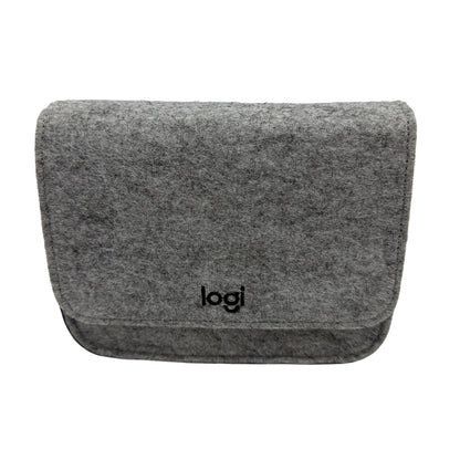 Logitech Logi Gray Felt Travel Pouch Case 7x5x2.5 in