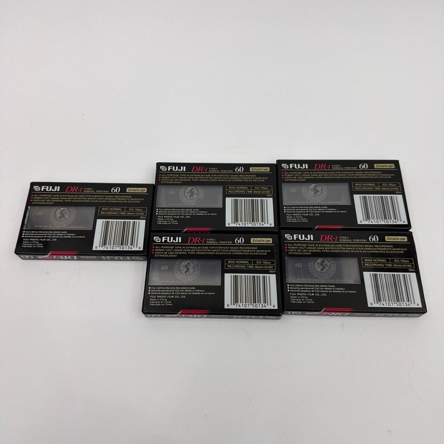 Lot of 5 Fuji DR-I 60 Type I Normal Bias Audio Cassette Tapes Sealed
