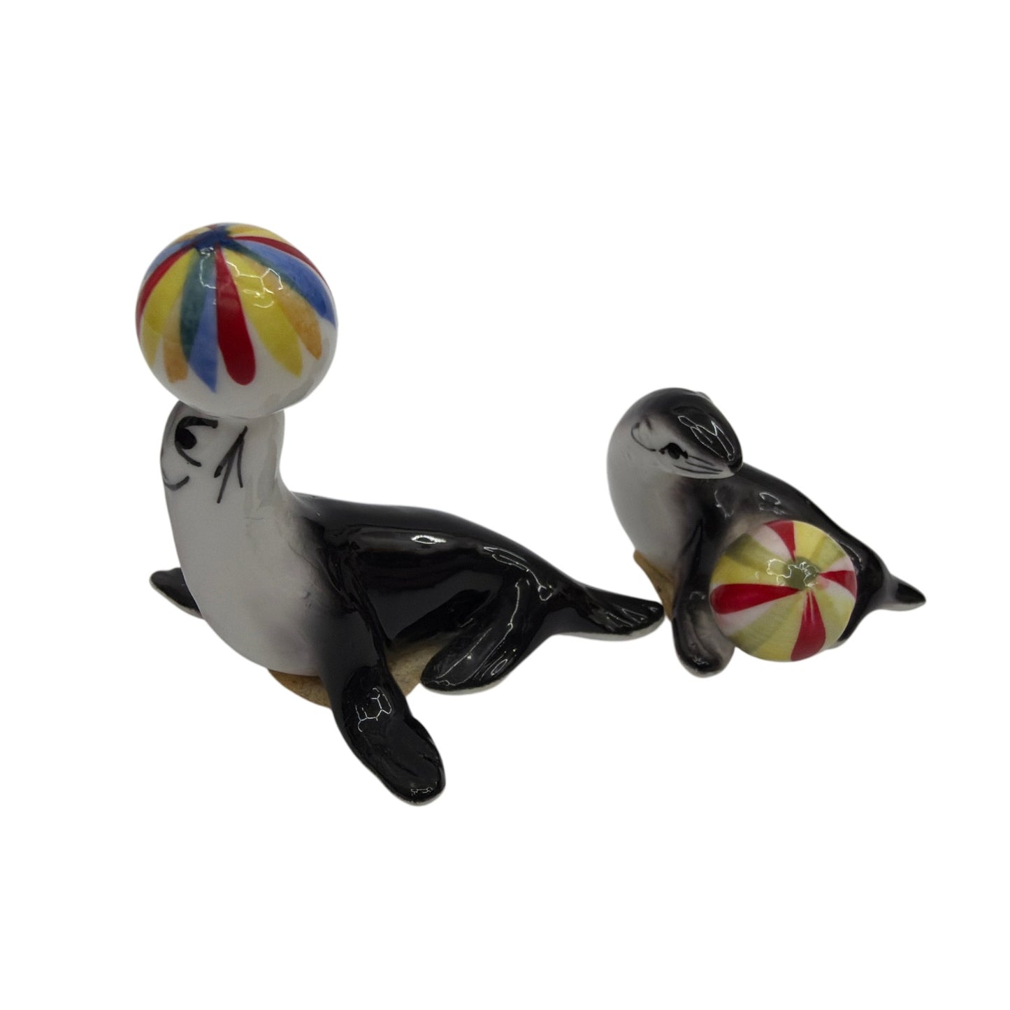 SeaWorld Sea Lion Figurines Balancing Ball Set of 2 Made in Japan