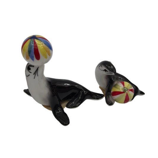 SeaWorld Sea Lion Figurines Balancing Ball Set of 2 Made in Japan