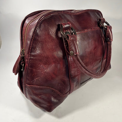 Frye Oxblood Burgundy Leather Satchel Handbag with Shoulder Strap