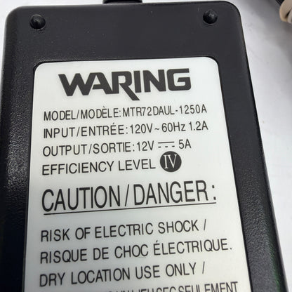 Waring MTR72DAUL-1250A 12V 5A AC Power Adapter