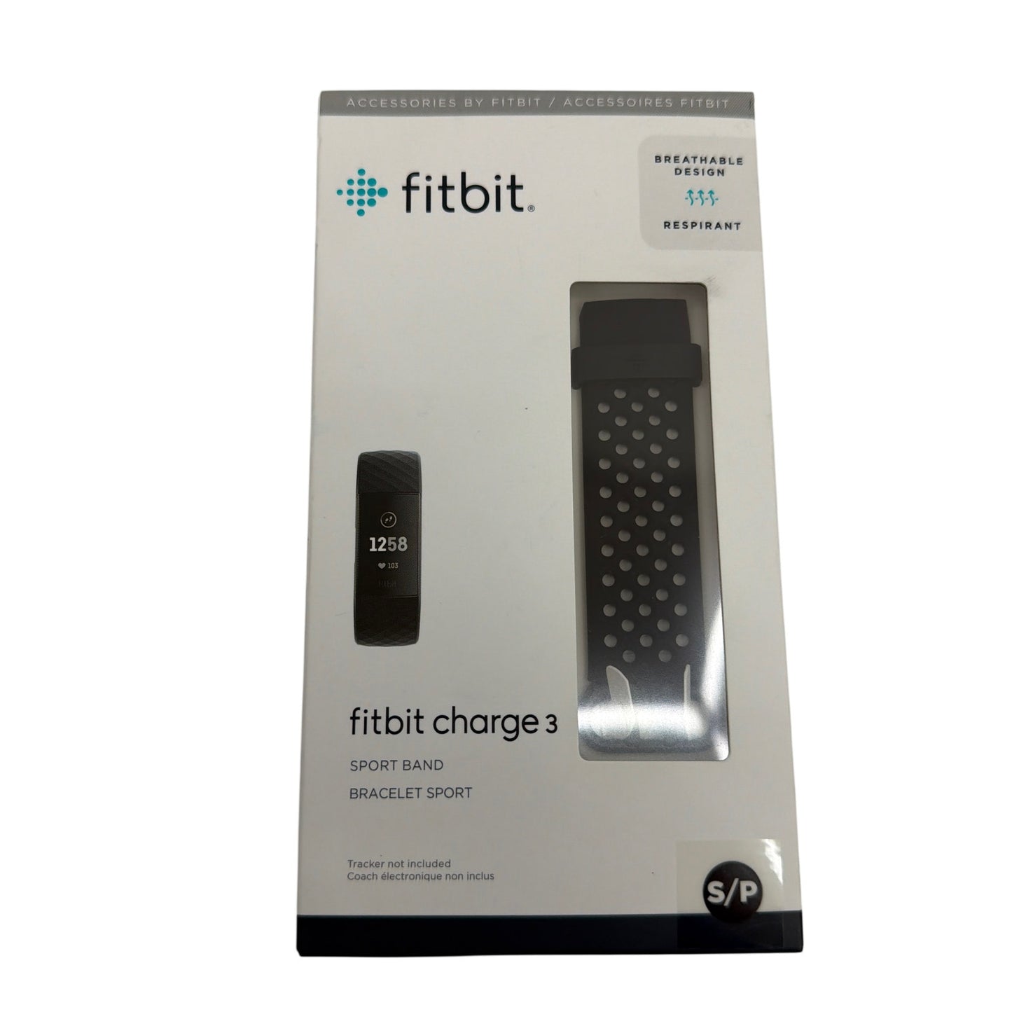 Fitbit Charge 3 Sport Band Black Small S/P Breathable Design New Sealed