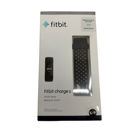 Fitbit Charge 3 Sport Band Black Small S/P Breathable Design New Sealed
