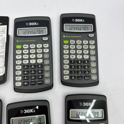 Lot of 5 Texas Instruments TI-30Xa Scientific Calculators with 3 Slide Covers