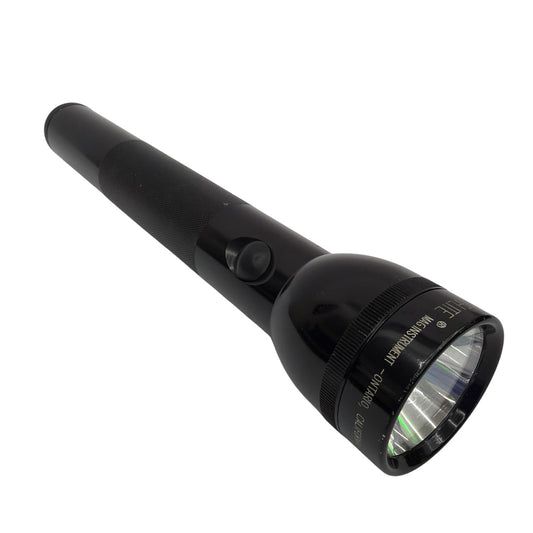 Mag-Lite Mag Instrument Black D-Cell Flashlight Tested Working With Spare Bulb