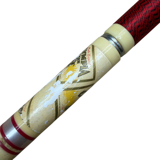 Olympia Two-Piece Pool Cue 56.5in Select Maple Shaft Red Wrap Needs Tip
