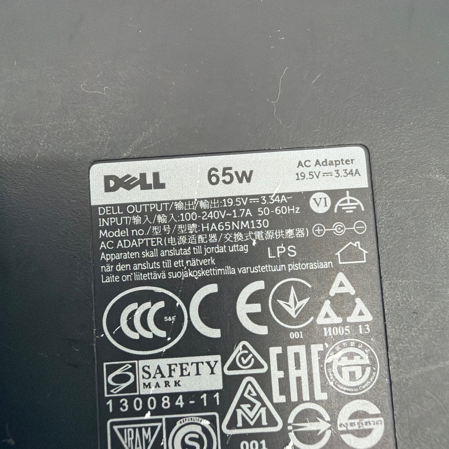 Dell 65W AC Adapter Charger HA65NM130 19.5V 3.34A with Power Cord