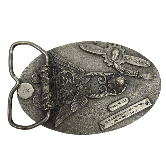 1978 Capt Hawks Sky Patrol I’d Rather Be Fishing Belt Buckle 3.5" USA