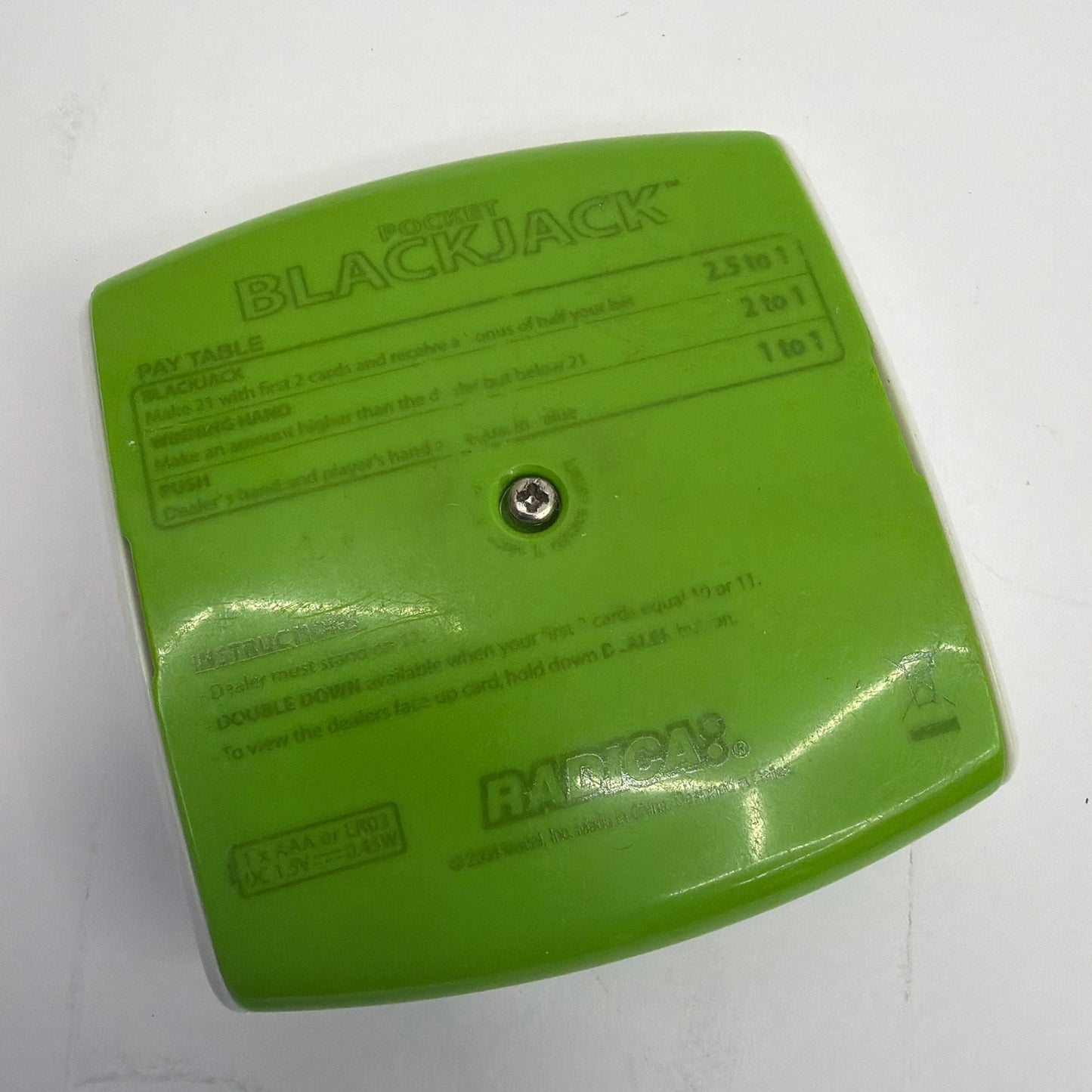 Radica Pocket Blackjack Handheld Electronic Game Green White Tested Working