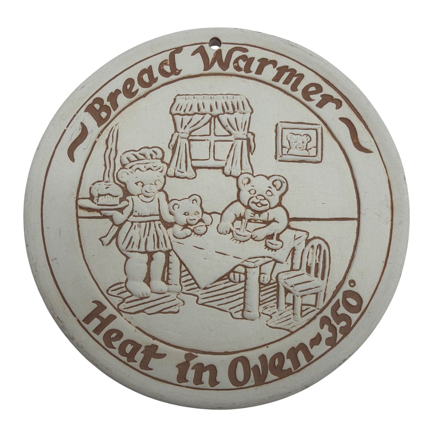 Vintage 1988 Ceramic Teddy Bear Bread Warmer 6" Round