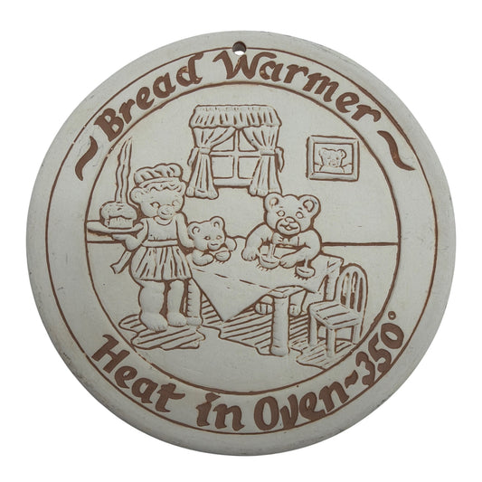 Vintage 1988 Ceramic Teddy Bear Bread Warmer 6" Round