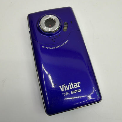 Vivitar DVR 880HD Pocket HD Camcorder Purple Tested Working w/ 2GB microSD