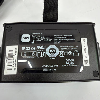 Philips Respironics 60W 12V 5A AC Adapter Power Supply AA24750L-003 REF 1091398