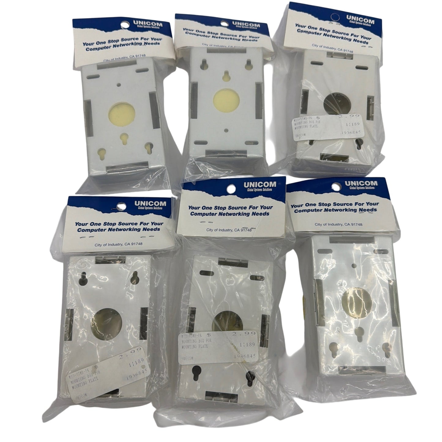 UNICOM MIO‑USMB Multi‑Port Information Outlet Mounting Box — Lot of 6 (Cat5, UL)