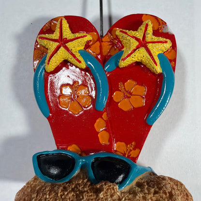 Beach Flip Flop Resin Photo/Memo Holder with Metal Clip 5.25in