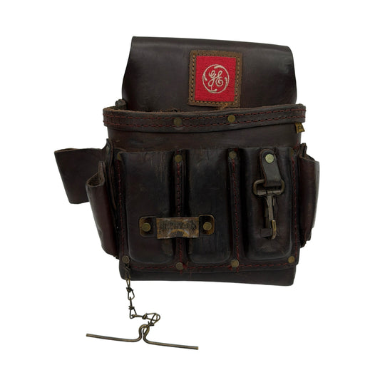 Vintage GE Leather Electrician Tool Belt Pouch CC-526-GE With Tape Holder