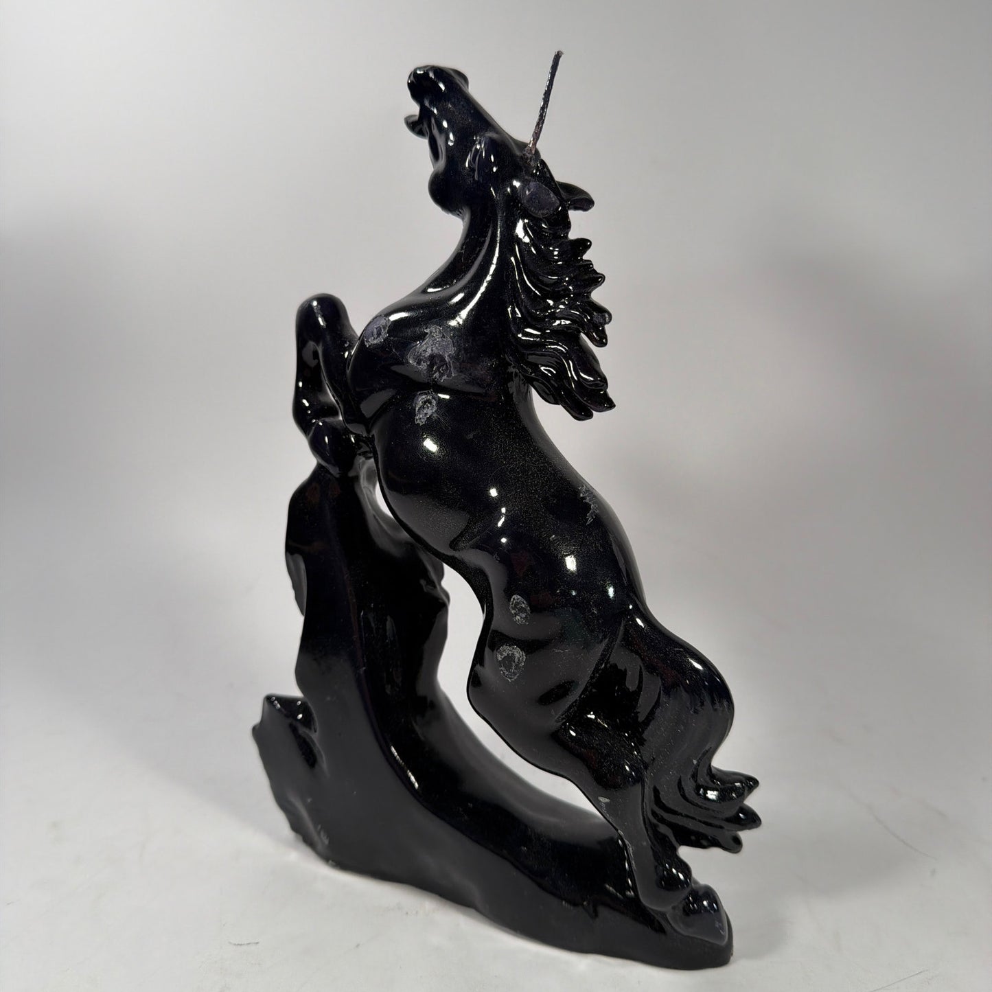Black Rearing Horse Candle Figurine 11 x 7 x 4 in