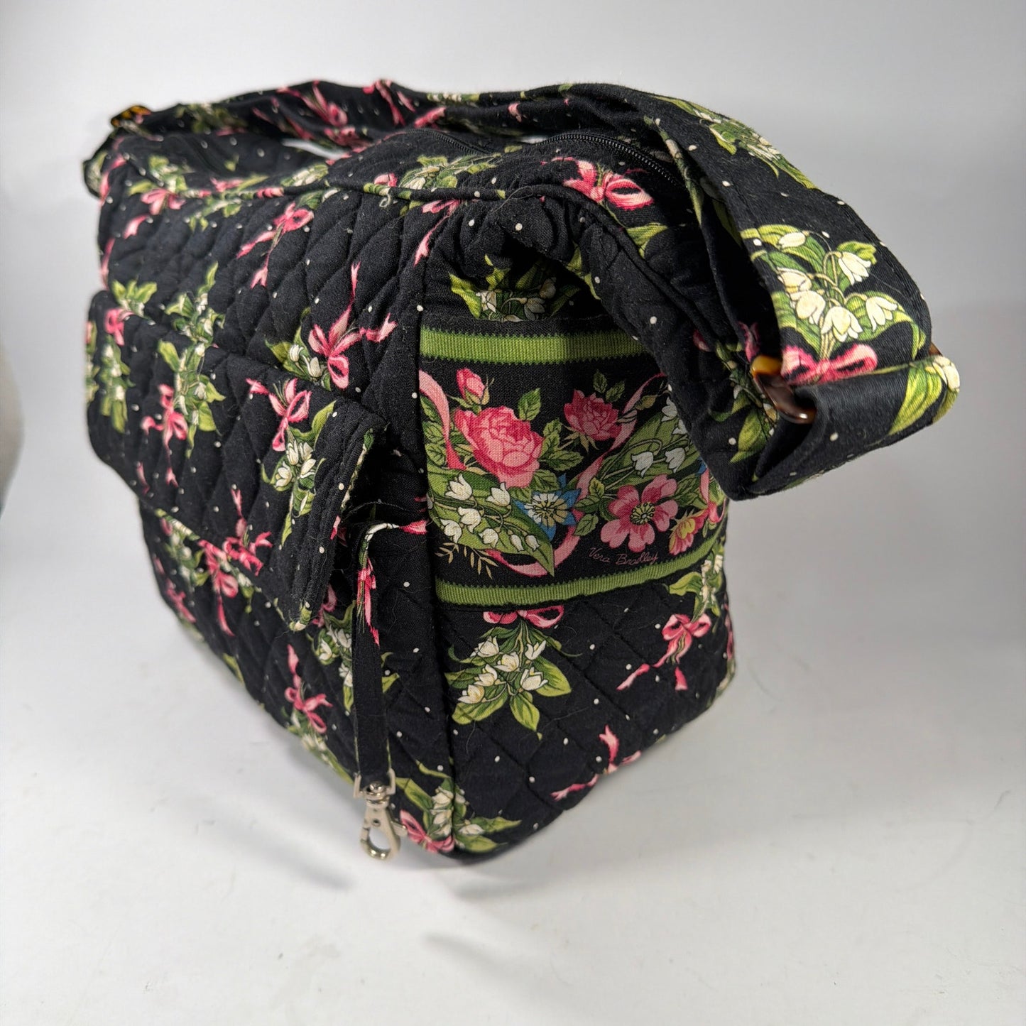 Vera Bradley Quilted Shoulder Bag Floral Bow Print Approx 12x6x10