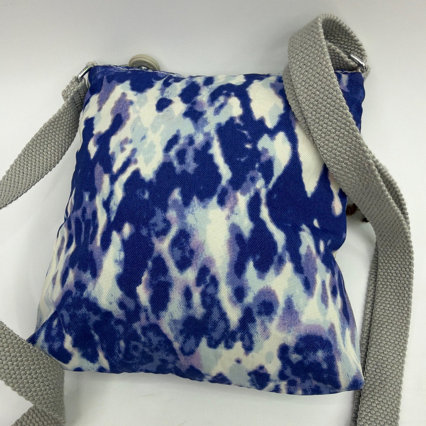 Kipling Small Blue White Print Crossbody Bag With Monkey Keychain