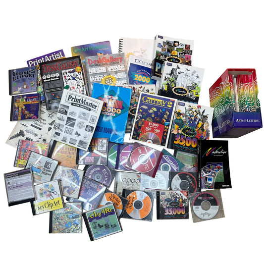 40 lb Lot Vintage Clip Art & Font CD-ROM Software – Arts & Letters, MasterClips