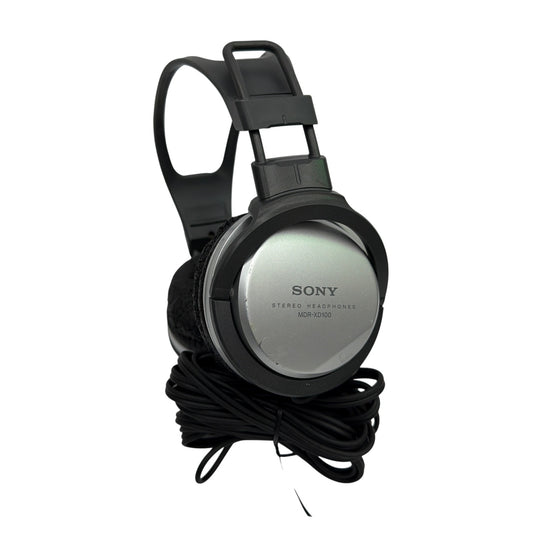 Sony MDR-XD100 Wired Stereo Headphones Black/Silver Tested Working Needs Ear Pad
