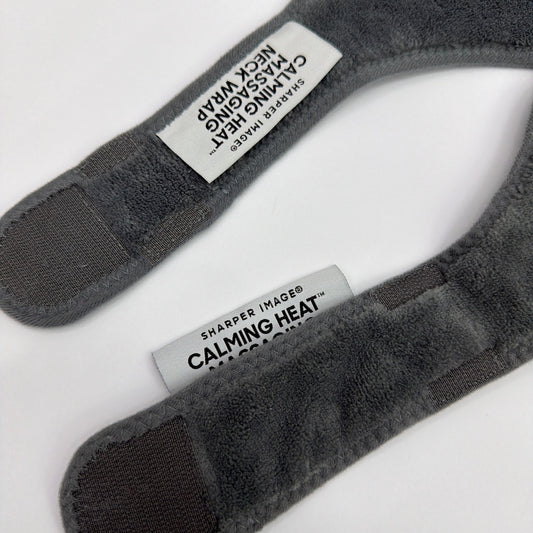 Lot of 2 Sharper Image Calming Heat Massaging Neck Wraps Gray Tested Working