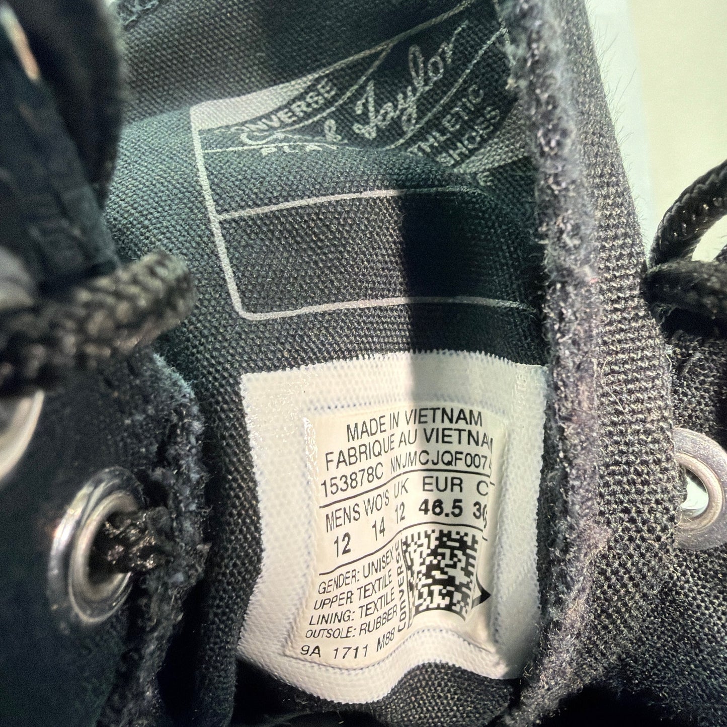 Converse Chuck Taylor All Star Low Top Triple Black Canvas Sneakers Mens 12 1538