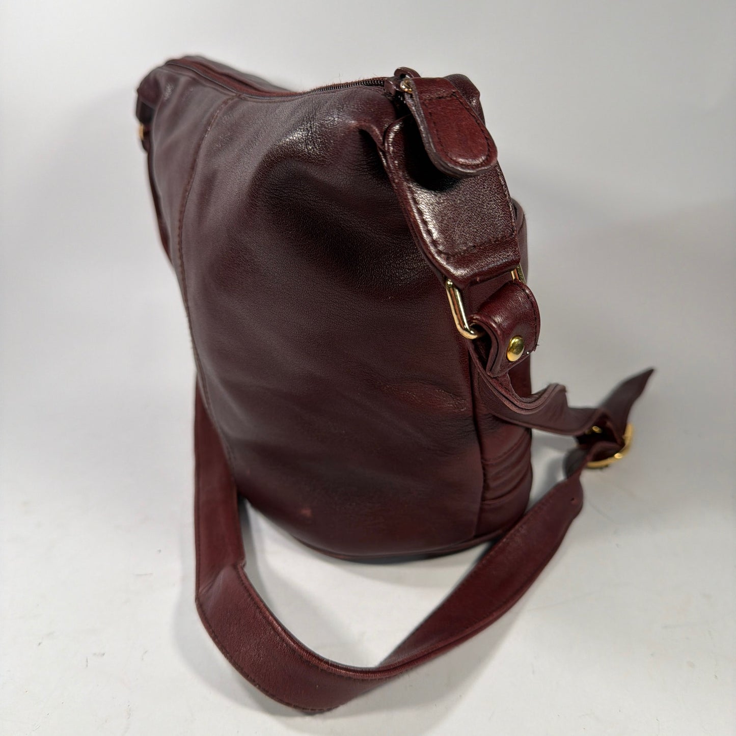 Etienne Aigner Genuine Leather Burgundy Hobo Shoulder Bag