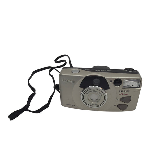 Canon Sure Shot 85 Zoom 35mm Film Point & Shoot Camera Silver Black For Parts