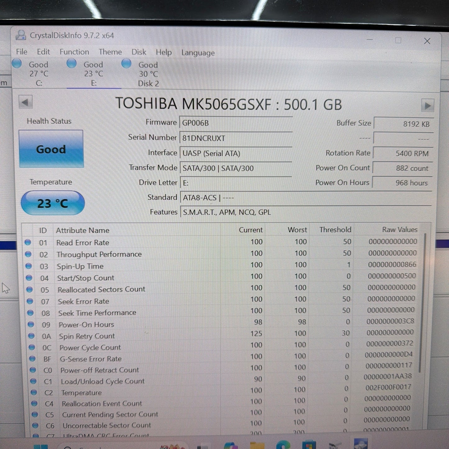 Toshiba MK5065GSXF 500GB 2.5" SATA II 5400RPM HDD Apple 655-1646C Tested