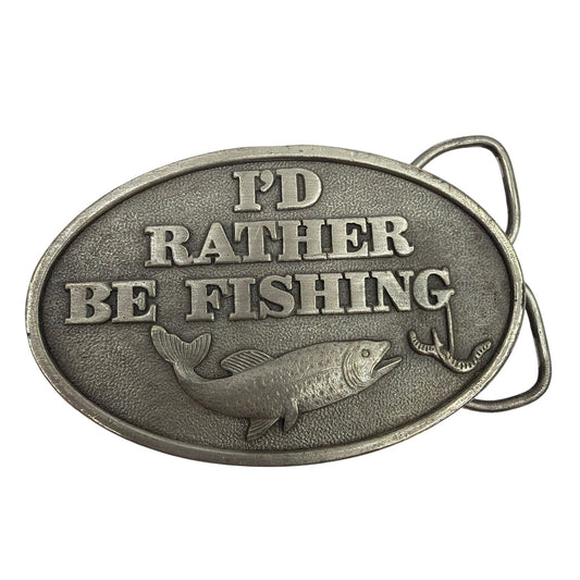 1978 Capt Hawks Sky Patrol I’d Rather Be Fishing Belt Buckle 3.5" USA