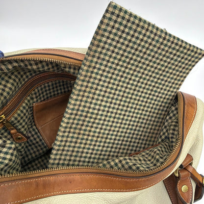 Ghurka Cavalier II No. 97 Weekender Duffel Bag Cream Leather Tan Trim