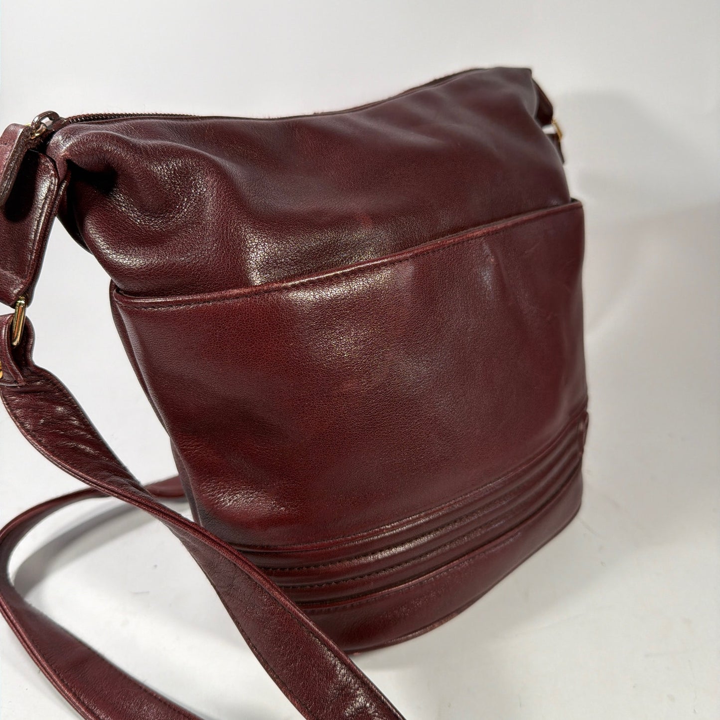 Etienne Aigner Genuine Leather Burgundy Hobo Shoulder Bag