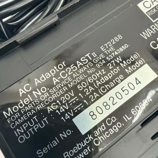 Sears AC Adaptor ST II A-C25AST II 14V 1.2A Camcorder Power Adapter Charger