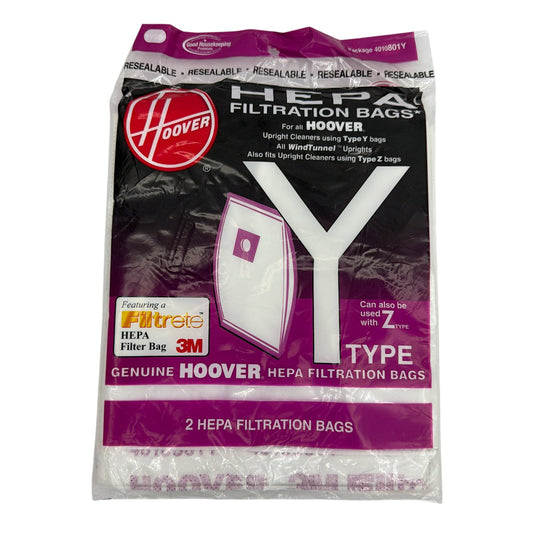 Hoover Genuine Type Y HEPA Filtration Vacuum Bags 2-Pack 4010801Y