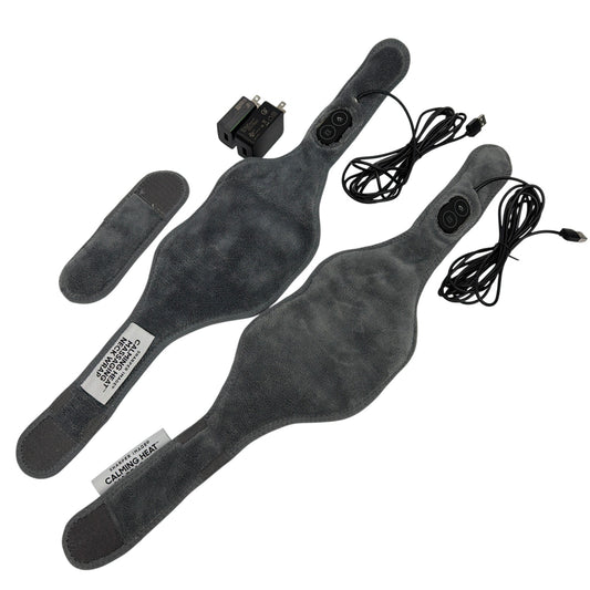 Lot of 2 Sharper Image Calming Heat Massaging Neck Wraps Gray Tested Working