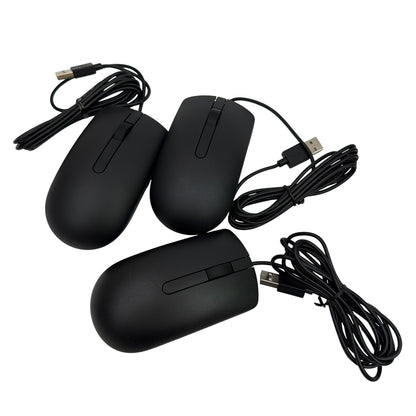 Dell MS116 USB Wired Optical Mouse Lot of 3 (2x MS116t, 1x MS116c) - Black