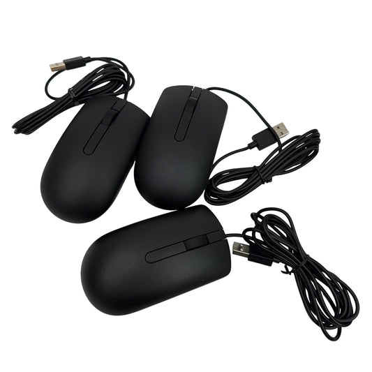 Dell MS116 USB Wired Optical Mouse Lot of 3 (2x MS116t, 1x MS116c) - Black