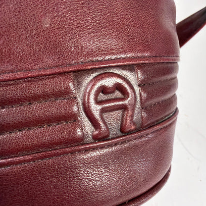 Etienne Aigner Genuine Leather Burgundy Hobo Shoulder Bag